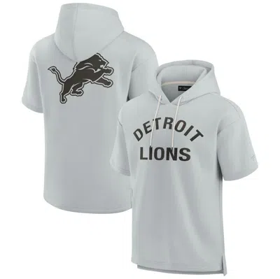 Fanatics Signature Unisex  Grey Detroit Lions Super Soft Fleece Short Sleeve Hoodie