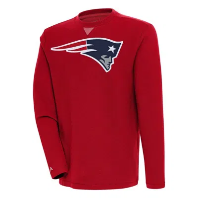 Antigua Red New England Patriots Flier Bunker Pullover Sweatshirt