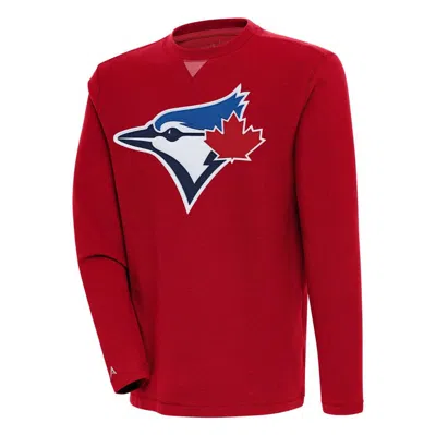 Antigua Red Toronto Blue Jays Flier Bunker Pullover Sweatshirt