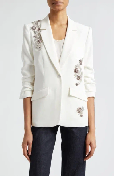 Cinq À Sept Kylie Diamond Daisies Embellished Jacket In Ivory Smoke