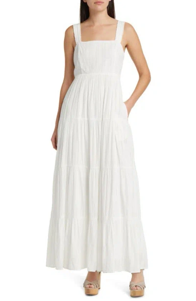 Paige Ginseng Tiered A-line Maxi Dress In White