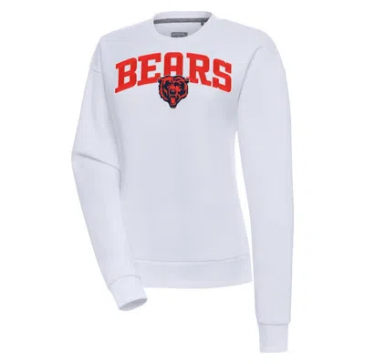 Antigua White Chicago Bears Victory Chenille Pullover Sweatshirt