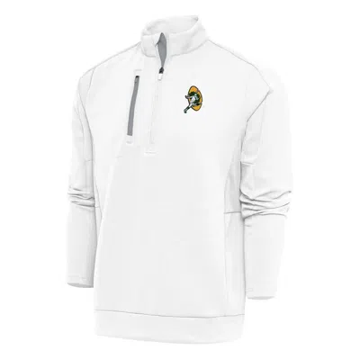 Antigua White Green Bay Packers Team Logo Throwback Generation Quarter-zip Pullover Top