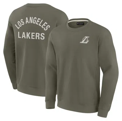 Fanatics Signature Unisex  Olive Los Angeles Lakers Super Soft Pullover Crew Sweatshirt