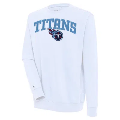 Antigua White Tennessee Titans Victory Chenille Pullover Sweatshirt