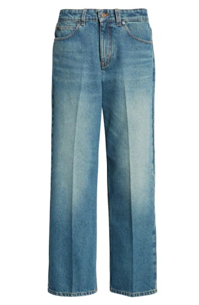 Victoria Beckham Relaxed High Rise Ankle Straight Jeans In Antique Indio