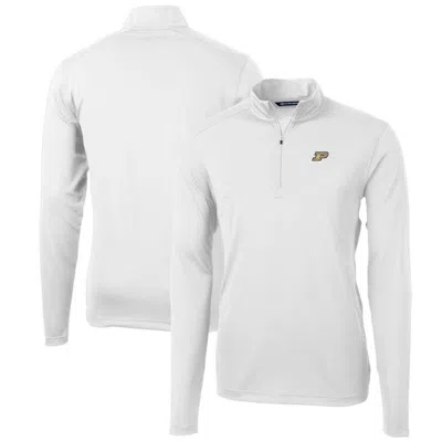Cutter & Buck White Purdue Boilermakers Big & Tall Virtue Eco Pique Recycled Quarter-zip Pullover To