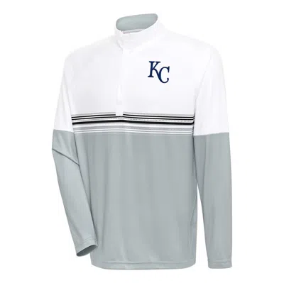 Antigua White/black Kansas City Royals Bender Quarter-zip Pullover Top