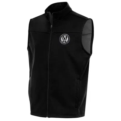 Antigua Black Atlanta United Fc Brushed Metallic Logo Links Full-zip Golf Vest