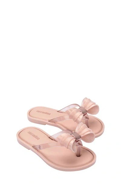 Mini Melissa Kids' Bow Flip Flop In Pink Glitter