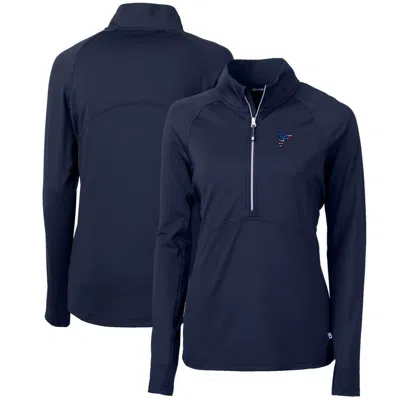 Cutter & Buck Navy Atlanta Falcons Adapt Eco Knit Stretch Recycled Half-zip Pullover Top