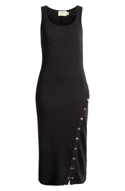 Nation Ltd Snap Detail Sleeveless Dress In Jet Black