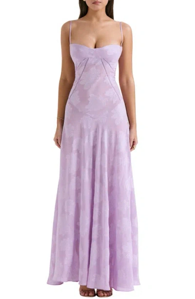 House Of Cb Seren Blush Lace-up Back Gown In Orchid Bloom