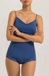 Hanro Seamless Padded Cotton Camisole In True Navy