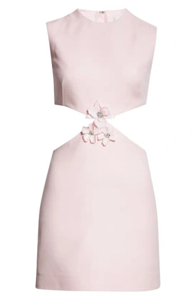 Valentino Garavani 3d Flower Cutout Virgin Wool & Silk Dress In Taffy