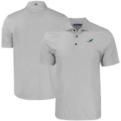Cutter & Buck Grey Miami Dolphins  Pike Eco Tonal Geo Print Stretch Recycled Polo