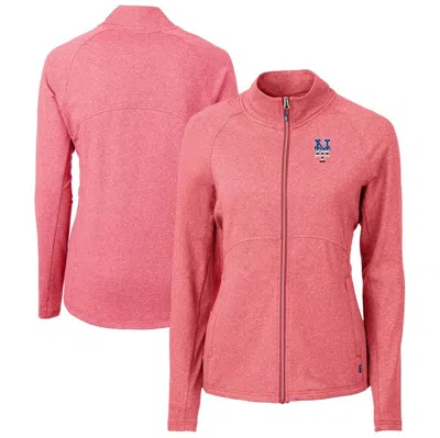 Cutter & Buck Heather Red New York Mets Adapt Eco Knit Heather Recycled Full-zip Top