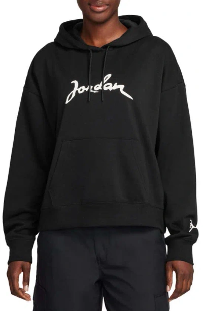 Jordan Brooklyn Fleece Graphic Hoodie In Black/ Sail