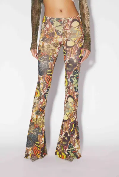 Jean Paul Gaultier Women Printed "papillon" Mesh Pant In 1090 Yellow/multicolor
