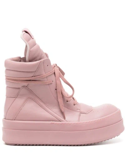 Rick Owens Mega Bumper Geobasket Leather Sneakers In 636363 Dusty Pink/dusty Pink/dusty Pink