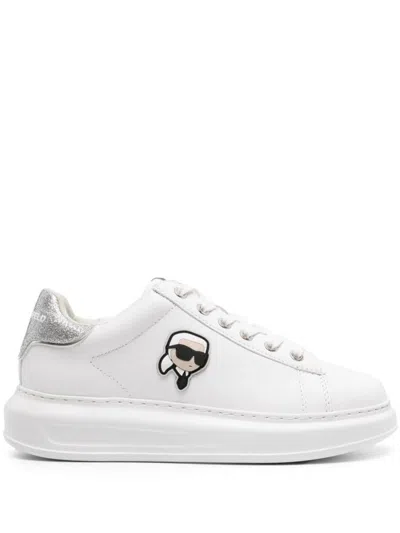 Karl Lagerfeld Woman Trainers White Size 10 Leather