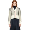 THOM BROWNE Off-White Inside-Out V-Neck Tailored Aran Cardigan