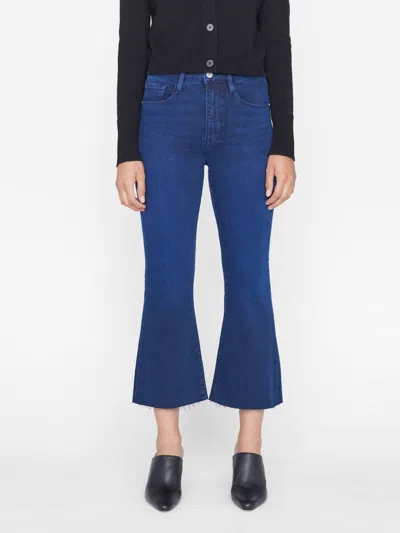 Frame High Rise Cropped Flare Leg Raw Edge Jeans In Fiona In Multi