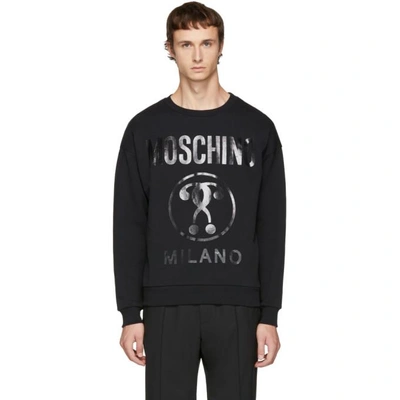 Moschino Logo Printed Cotton Sweatshirt, Black In Fuchsia