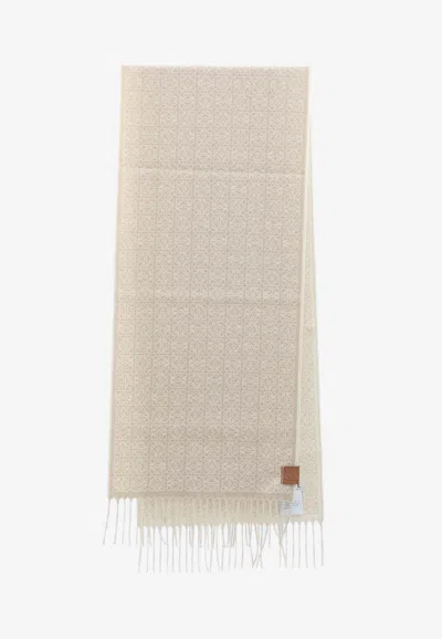 Loewe All-over Anagram Scarf In White