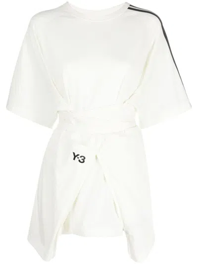 Y-3 Logo-embellished Wrap T-shirt In White