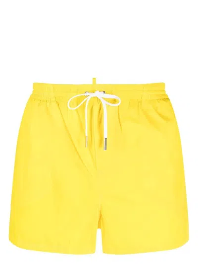 Dsquared2 Icon-print Swim Shorts In Yellow