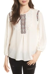 JOIE CLEMA EMBROIDERED BIB SILK TOP,A416-T5810