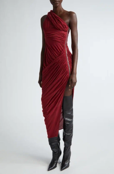 Rick Owens Lido Draped One-shoulder Cotton Jersey Gown In Red
