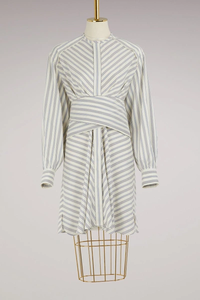 Isabel Marant Victoria Striped Silk Blend Dress In Blue