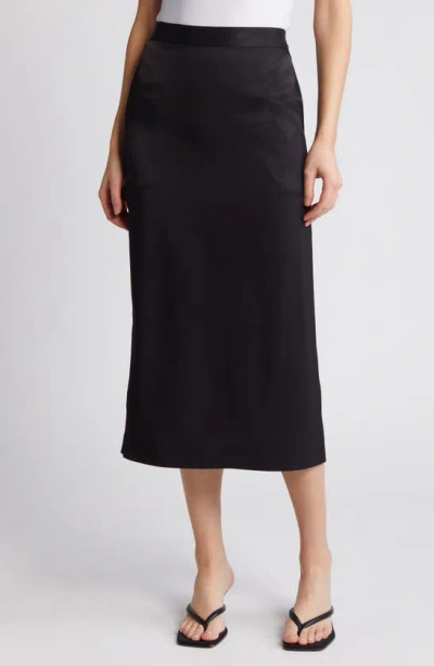 Rue Sophie Cassiel Satin Midi Skirt In Black