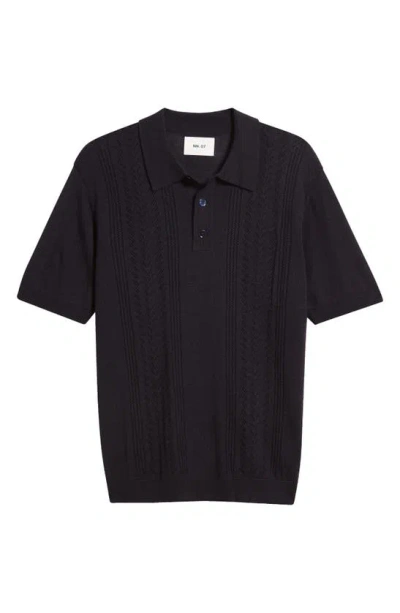 Nn07 Thor Short Sleeve Wool Blend Polo Sweater In Navy Blue
