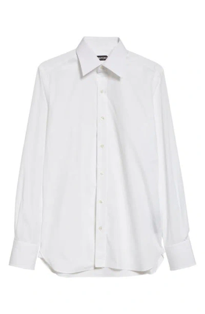 Tom Ford Slim Fit Solid Cotton Poplin Button-up Shirt In White