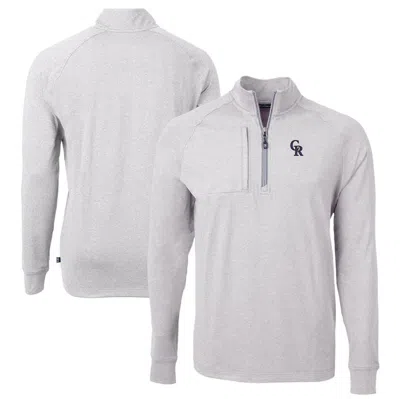 Cutter & Buck Heather Gray Colorado Rockies Adapt Eco Knit Stretch Recycled Quarter-zip Pullover Top