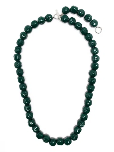 Jil Sander Beaded Necklace In Green