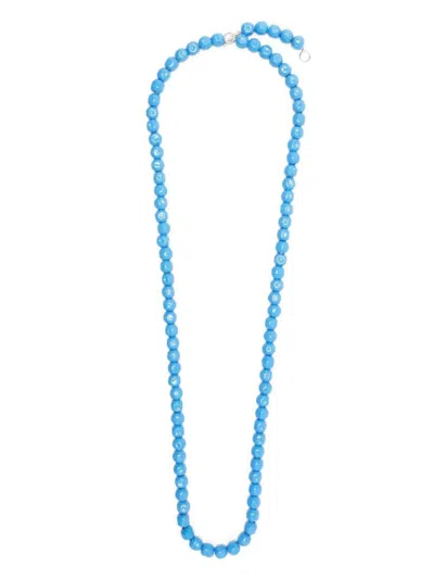 Jil Sander Beaded T-bar Necklace In Blue