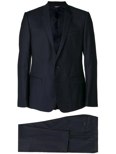 Dolce & Gabbana Pinstripe Three-piece Suit In Blue