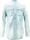 Balmain Bleached Regular-fit Denim Shirt In Blue