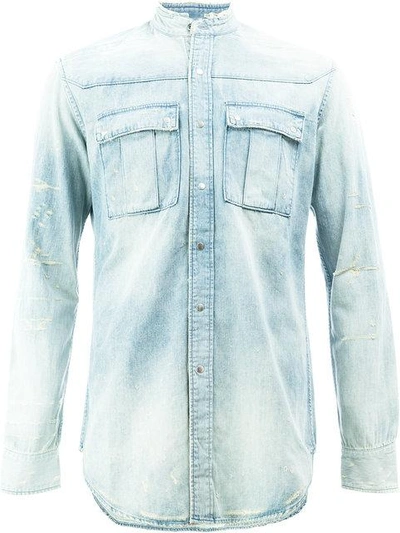 Balmain Bleached Regular-fit Denim Shirt In Blue