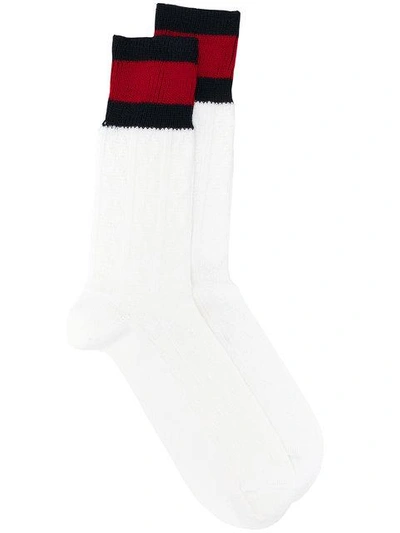 Gucci Wool Socks With Web In White