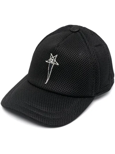 Rick Owens X Champion Logo-patch Mesh-panelling Cap In Black