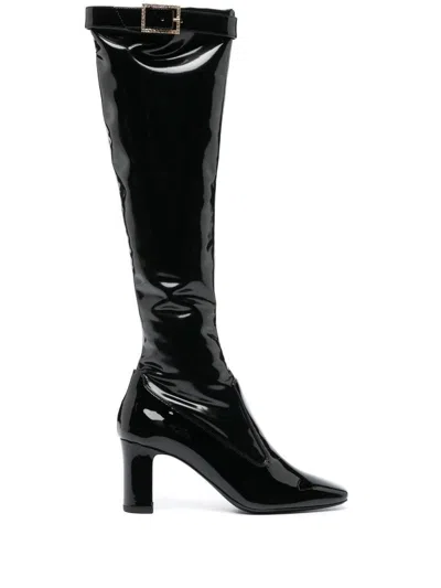 Saint Laurent Elle Square Toe Boots In Ner/nero