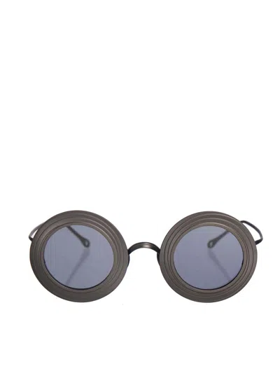 Uma Wang Round Frame Sunglasses In Dark Grey