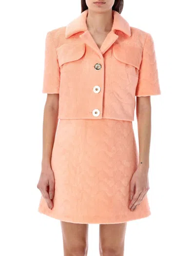 Patou Cropped Jacket Toweling Cotton In Apricot Orange