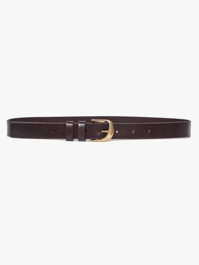 Frame Twist Buckle Belt Espresso 100% Leather In Purple