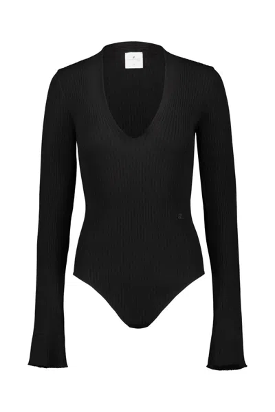 Courrèges Vneck Bodysuit In Black